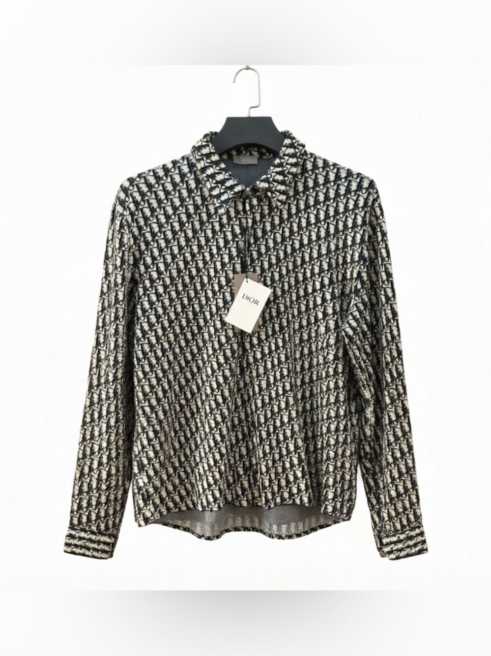 Dior Black and White Logo Long-Sleeve Polo Top